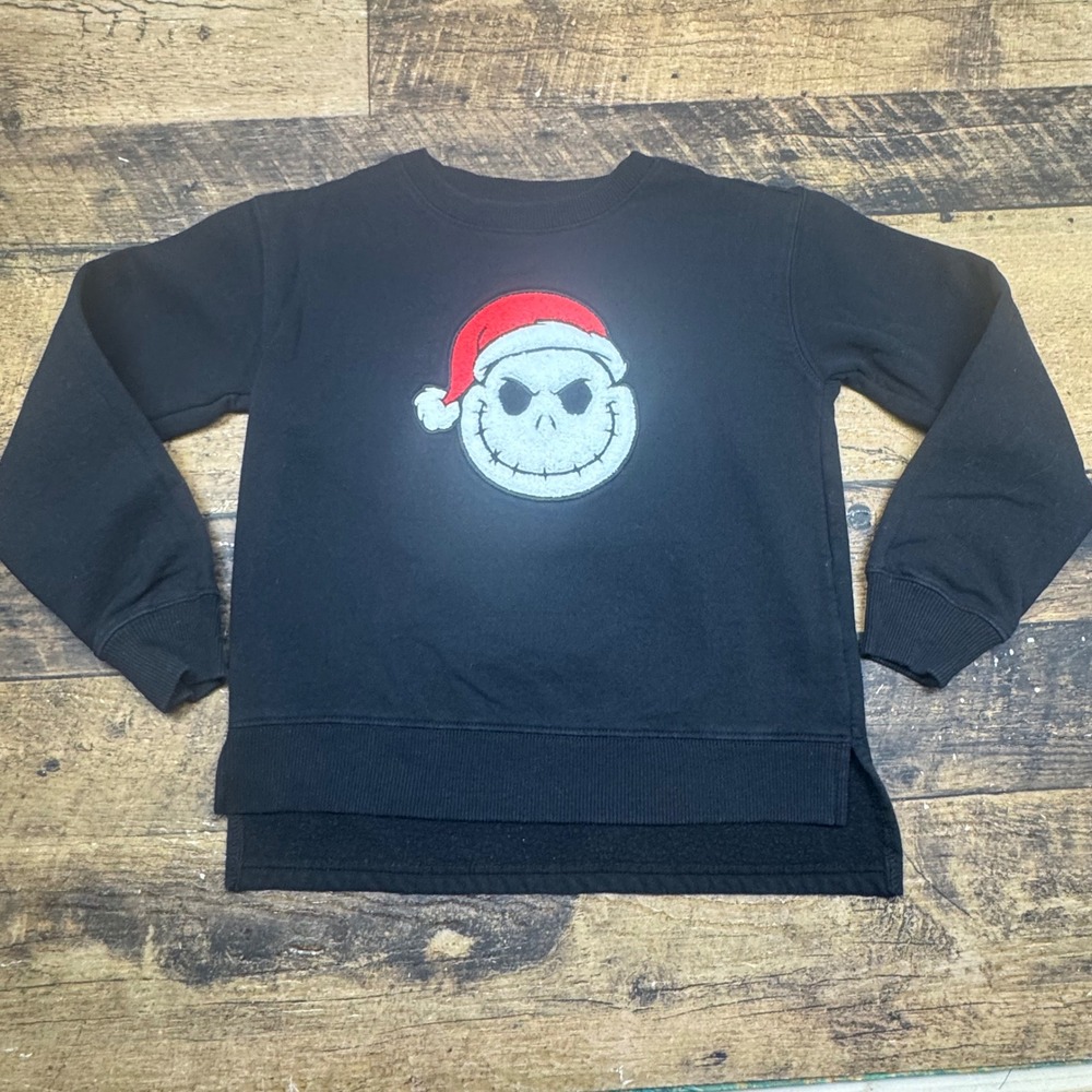 Disney Nightmare Before Christmas Sweatshirt Jack Santa Hat Black L